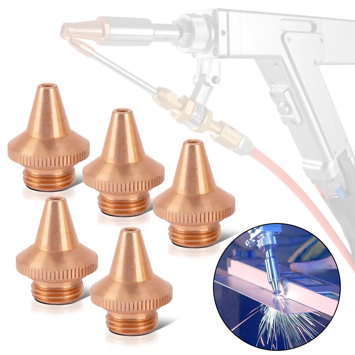 STAHLWERK Schneiddüsen 5er Set M8 x 1,5 mm ohne Träger für Laser-Schweißgeräte