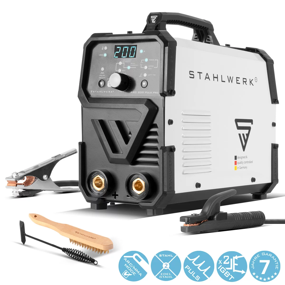 STAHLWERK Schweißgerät ARC 200 Puls Pro MMA E Hand Lift TIG Pulsfunktion 200 A