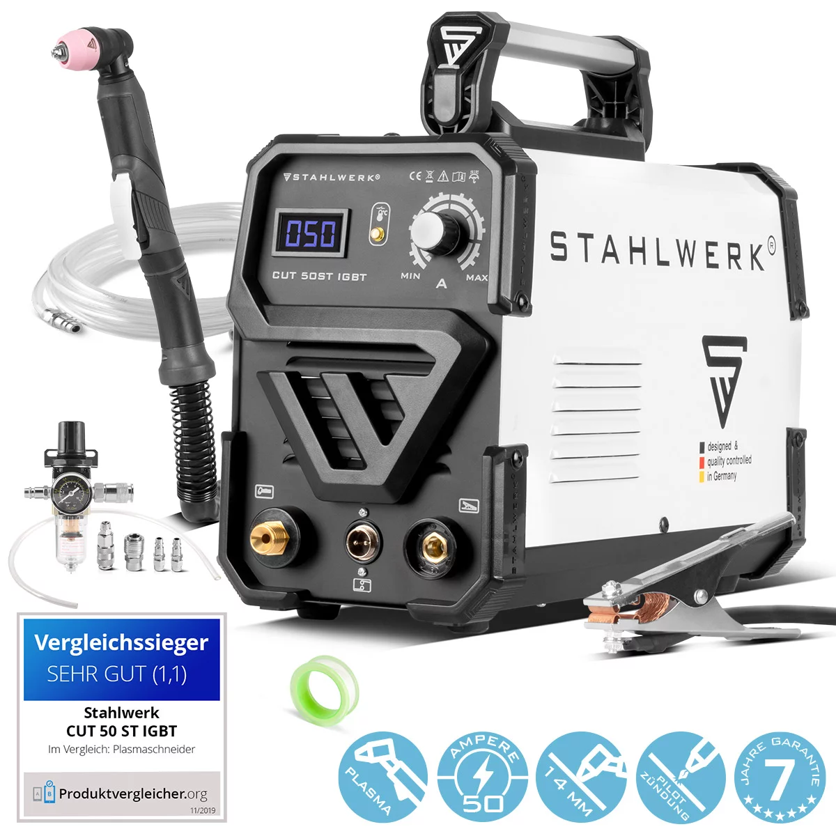 STAHLWERK Plasmaschneider CUT 50 ST IGBT mit 50 Ampere, bis 14mm Schneidleistung