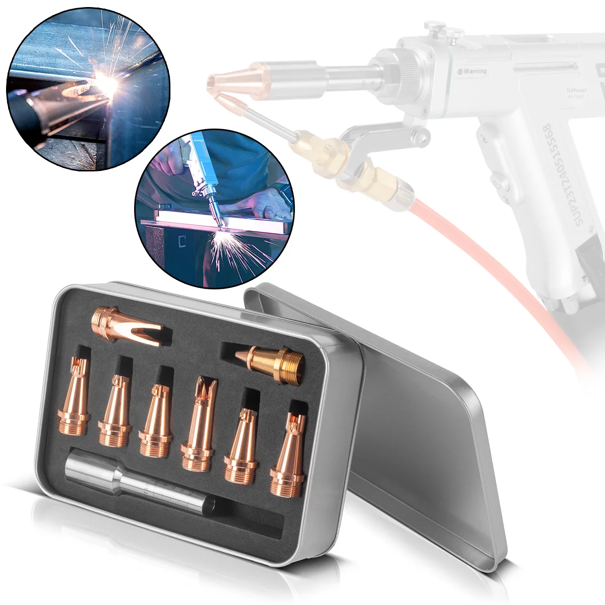 STAHLWERK Laser-Düsen 9er Set Profi-Zubehör für Laser-Schweißbrenner SUP 23T