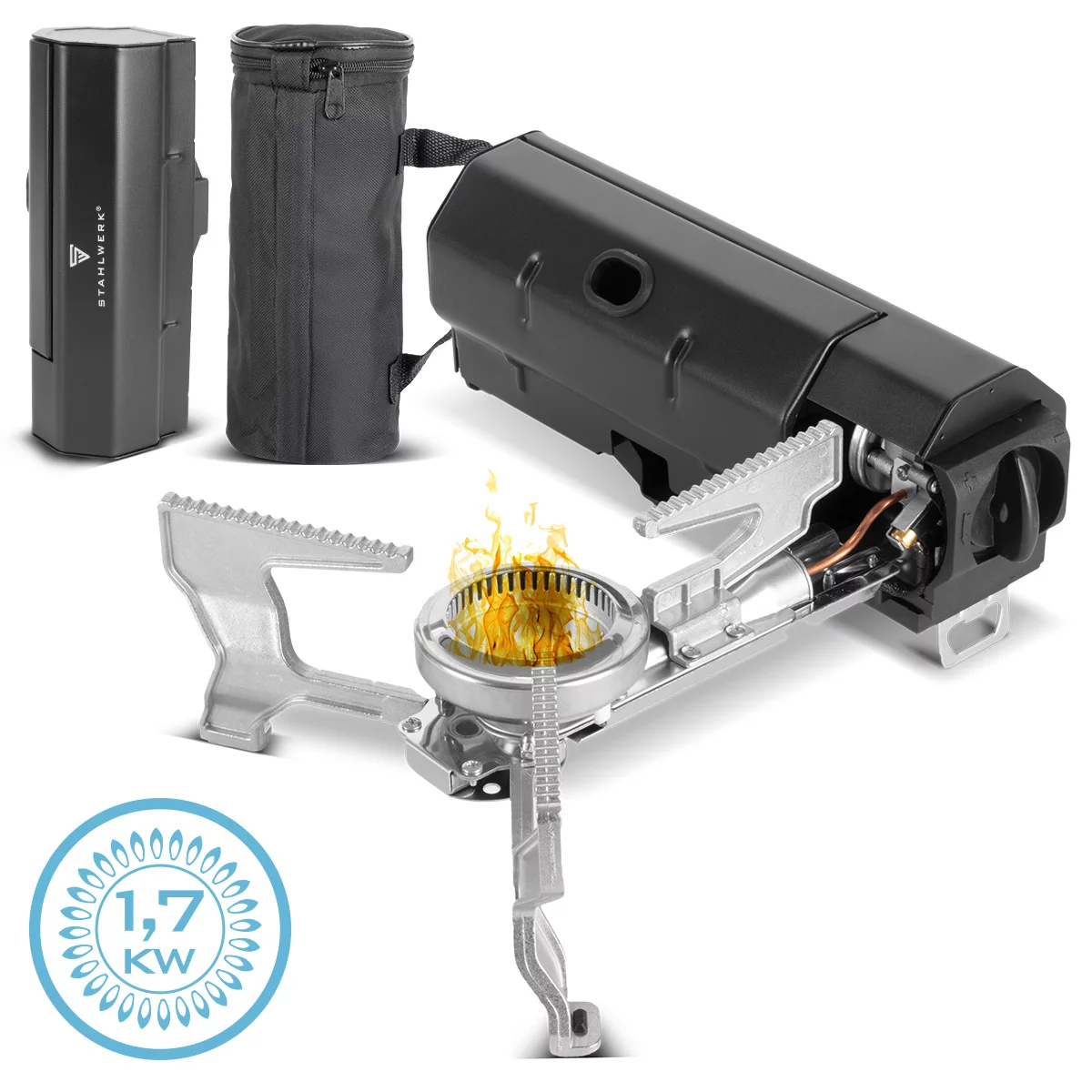 STAHLWERK Campingkocher faltbar, klappbarer Gaskocher Outdoor Butangas Kocher