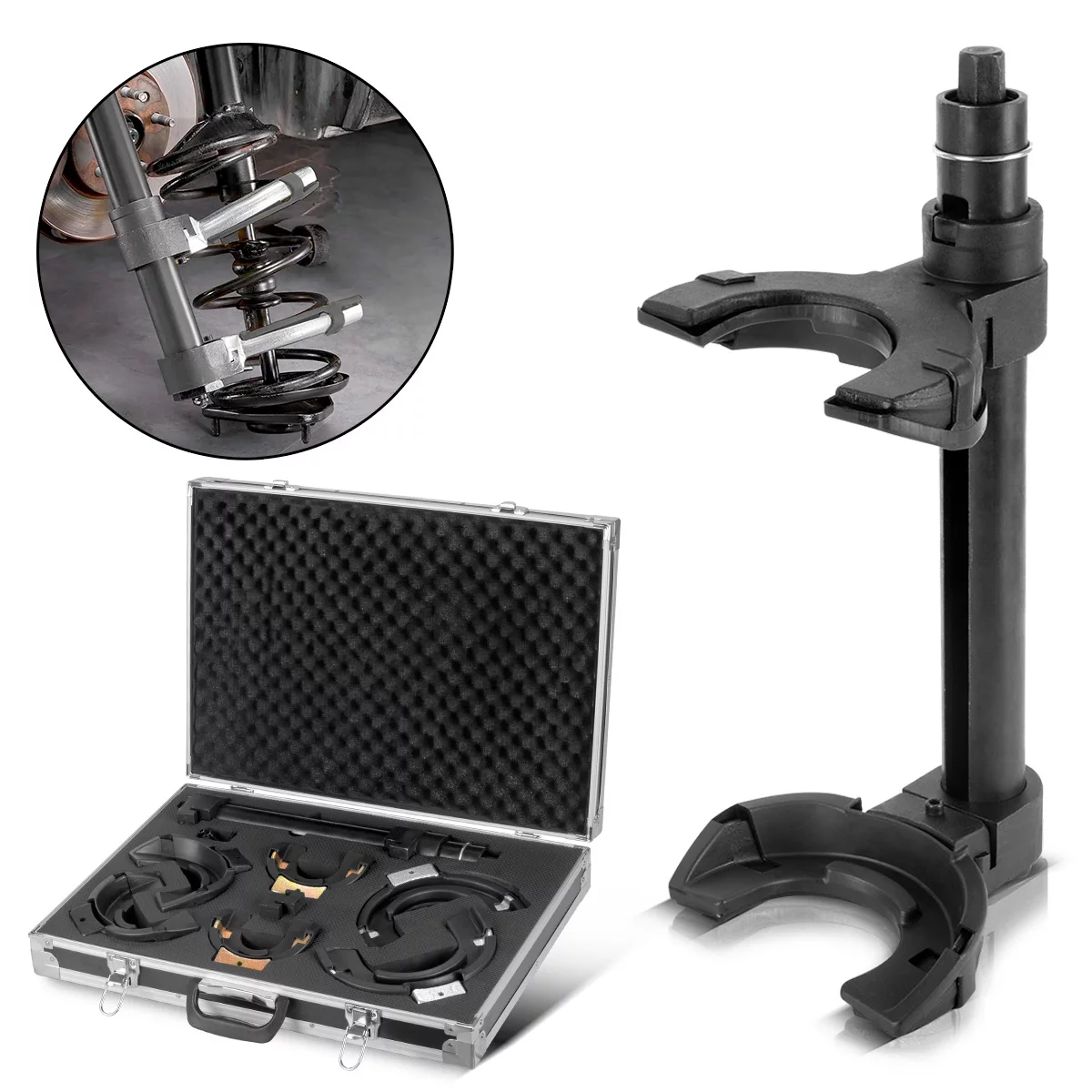 STAHLWERK Federspanner mit 1,5 t Spannkraft Federbeinspanner | Kfz-Montagespanner | Tuning-Werkzeug | Innenfederspanner | Federbein-Werkzeug zur Montage und Demontage von Stoßdämpfern am Auto