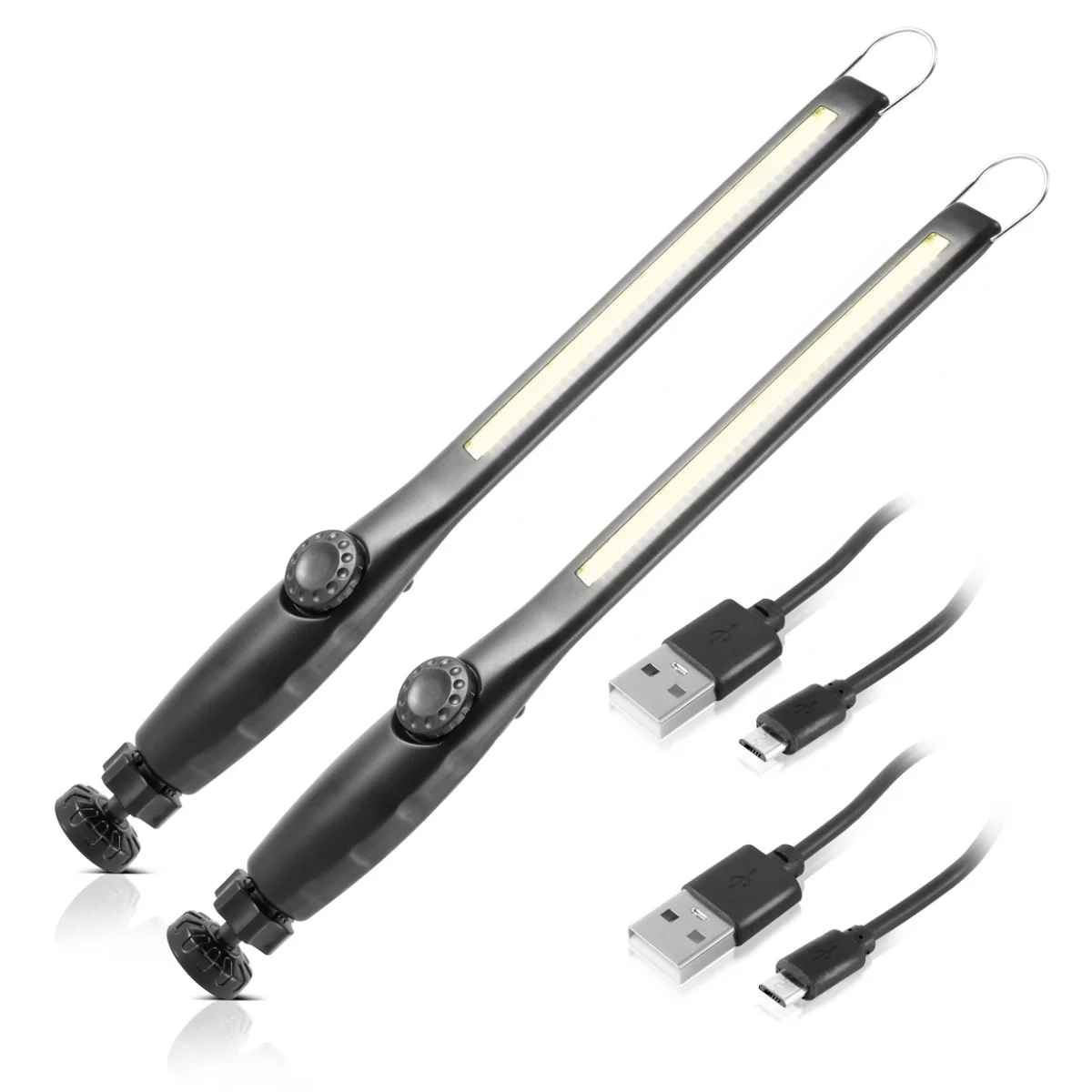 STAHLWERK 2x LED Arbeitsleuchte AL-300 ST Leistungsstarke Stableuchte / Stablampe / Taschenlampe mit integriertem Akku, USB-Anschluss und schwenkbarem Magnetfuß, stufenlos regulierbar
