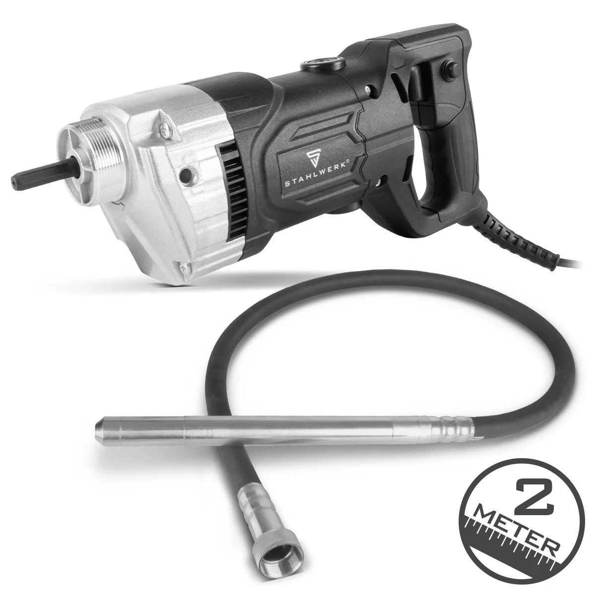 STAHLWERK Betonverdichter 900W mit Rüttelflasche 35mm 2m Innenrüttler Betonbau