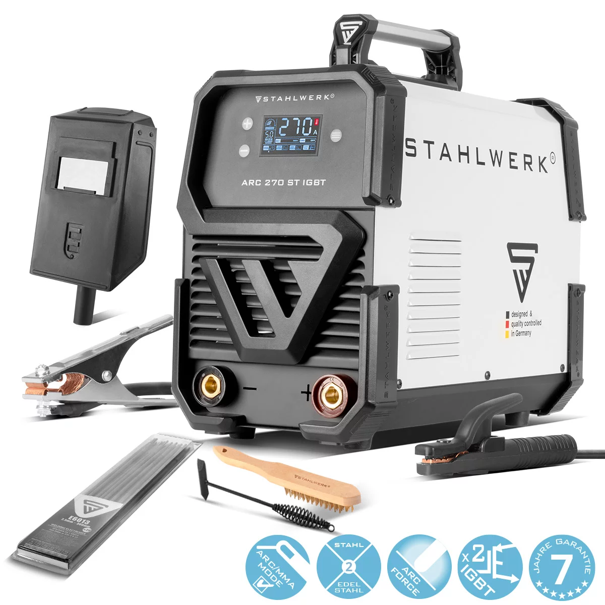 STAHLWERK Schweißgerät ARC 270 ST DC MMA E Hand Inverter mit 270 A