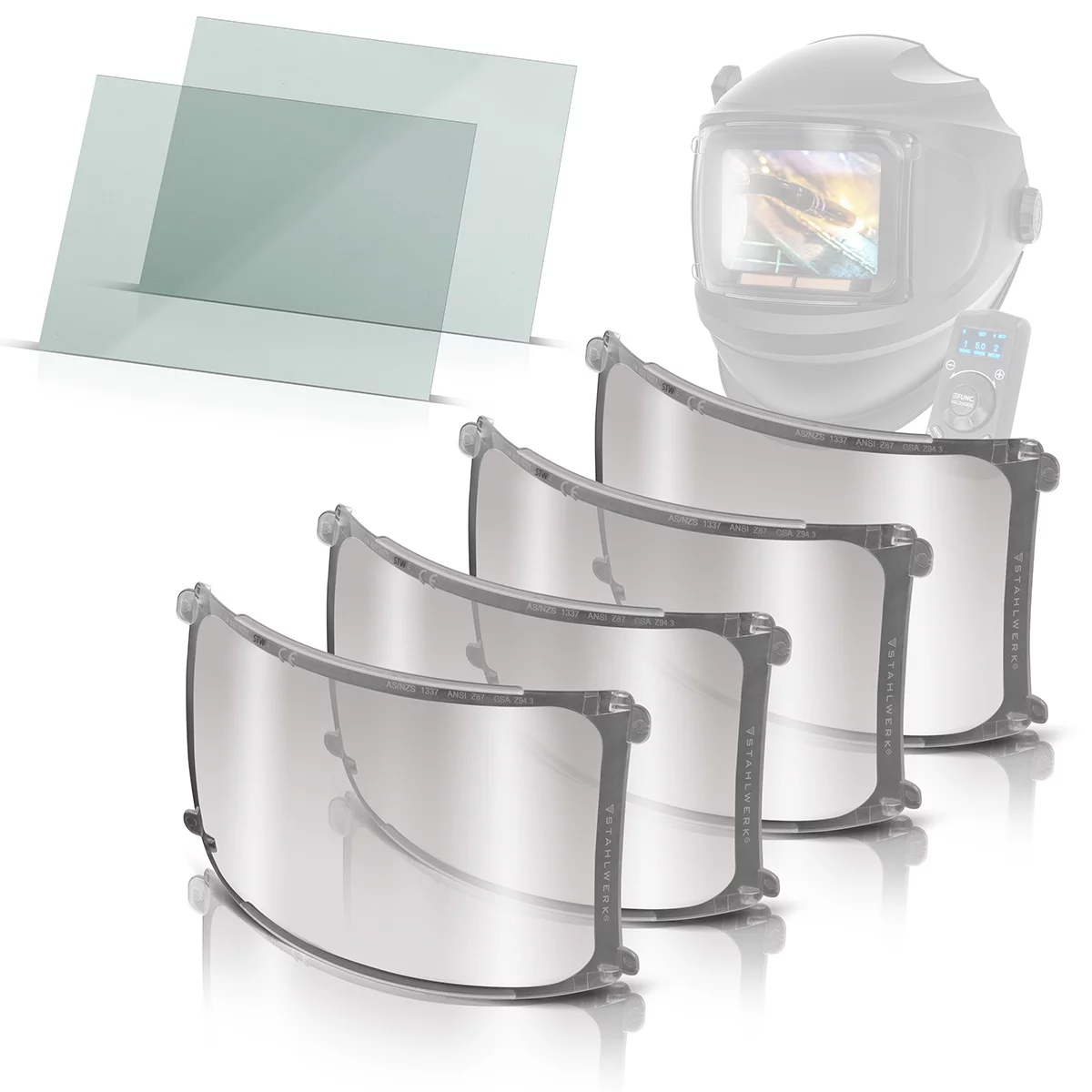 STAHLWERK Schweißhelm Vorsatzscheiben 6er Set, Innen-Ersatzgläser | Schweißschutzglas | Ersatzscheiben für Vollautomatik Schweißhelme | MASTER