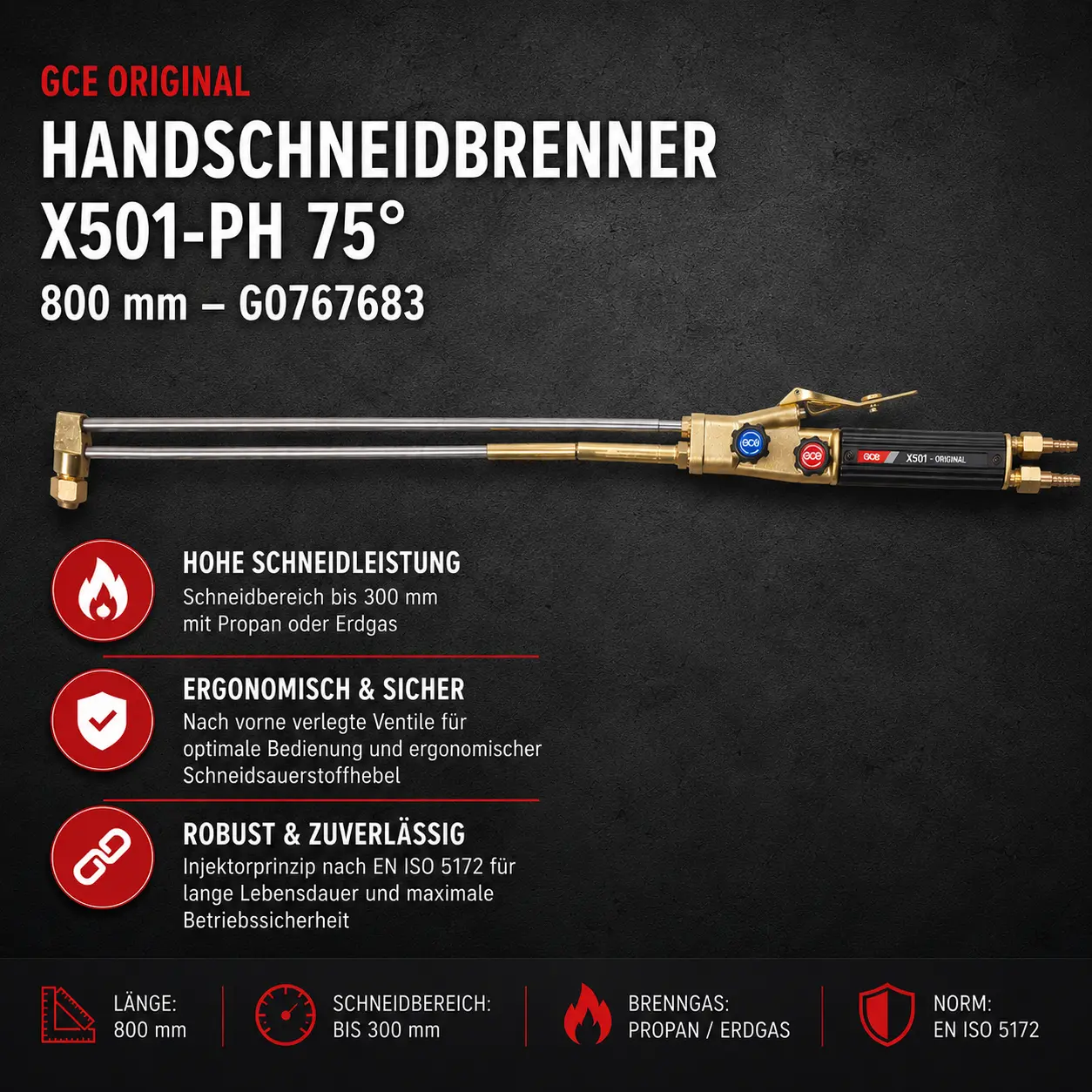 Handschneidbrenner X501-PH 75° 800 mm GCE Original – G0767683