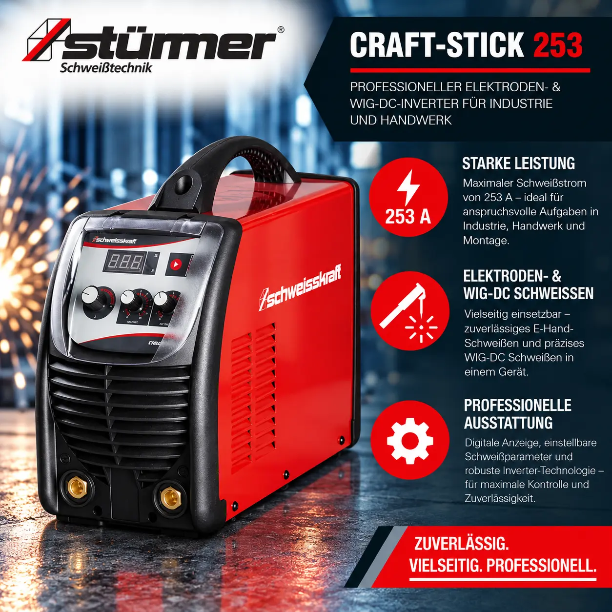 CRAFT-STICK 253 – Professioneller Elektroden- & WIG-DC-Inverter für Industrie und Handwerk