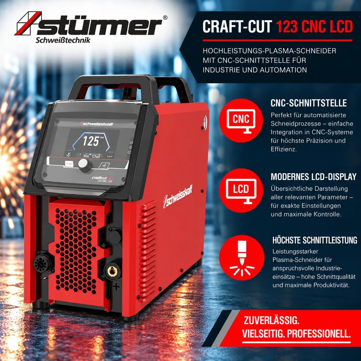 CRAFT-CUT 123 CNC LCD – Hochleistungs-Plasma-Schneider mit CNC-Schnittstelle für Industrie und Automation
