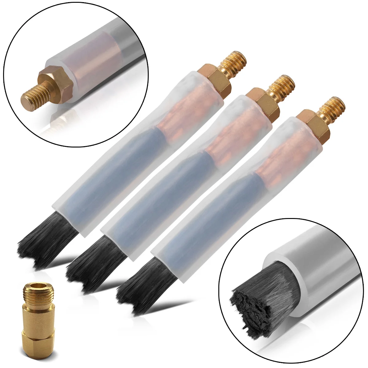 STAHLWERK 3 Kohlefaserpinsel mit WIG-Brenner-Adapter | Carbonpinsel für Schweißnaht-Reinigungsgeräte und Schweißgeräte mit Clean-Funktion | Zubehör für Passivier- und Beizgeräte | Schweißnahtreinigung