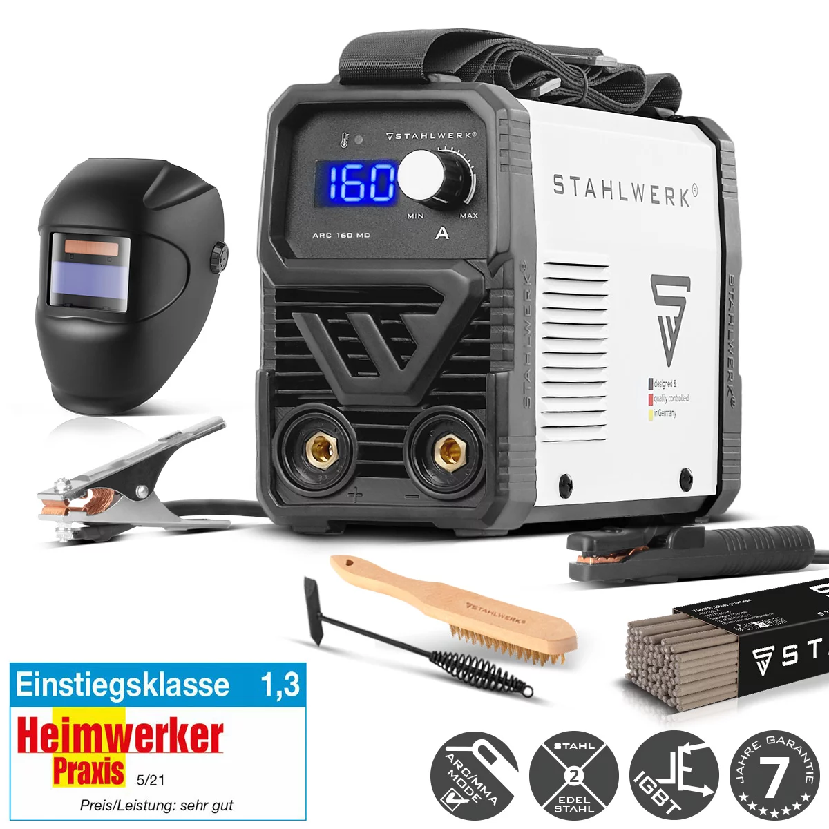 STAHLWERK Schweißgerät ARC 160 MD - DC Vollausstattung mit 160 Ampere